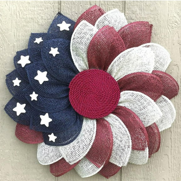 YOFOKO 4th of July Wreath Patriotic Door Wreath Red White and Blue for 4th of July, Memorial Day, Independence Day, American Flag Themed Front Door Decor, Star & Floral Pride