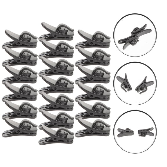 BESTOYARD 20Pcs Lapel Microphone Clips Black Plastic Mic Clip for Easy Secure Attachment on Collar