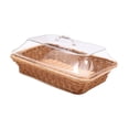 thumbnail image 2 of Cesta de pan, cesta de frutas, soporte con tapa de acrílico, cesta tejida de imitación de ratán, cesta de almacenamiento de bocadillos para mesa de, 2 of 8