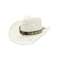thumbnail image 3 of Sun Hats Stylish Women Men Summer Western Cowboy Hat Shapeable Straw Hollowed Out for Sun, 3 of 7