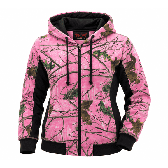 TrailCrest Women’s Full Zip Up Hoodie Sweatshirt Casual Fashion Sweater Hooded Jacket, Medium, Pink Camo