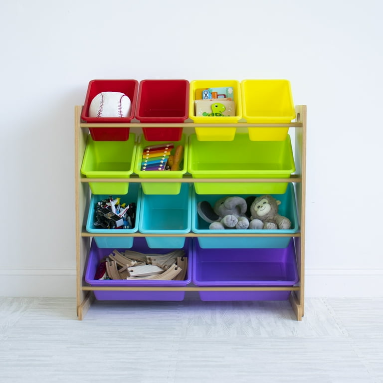 Humble Crew Rainbow Toy Storage Organizer with 12 Plastic Storage Humble Crew Rainbow Toy Storage Organizer with 12 Plastic Storage
