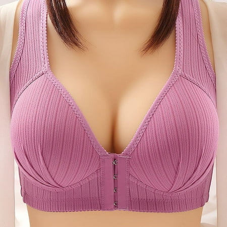 

YWDJ Everyday Bras for Women Push Up No Underwire Plus Size Front Closure Front Clip Zip Front Front Snap Front Hook Front Close Everyday for Elderly for Sagging Breasts Soild Wire Free Purple XL