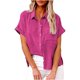 thumbnail image 2 of Pntutb, tops para mujer, camisa con botones sólidos a la moda, camiseta holgada con cuello en V para mujer, blusa, tops Pntutb Pntutb-6819, 2 of 8