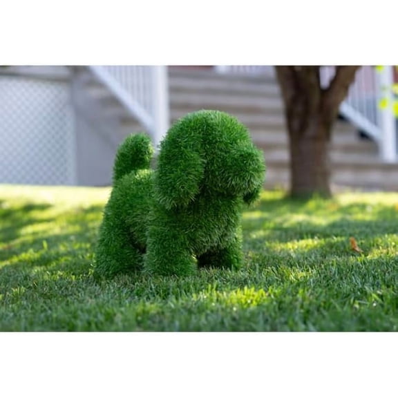 JEWLALO 13" Artificial Grass Dog Statue – Topiary Garden Decor, UV Resistant, 13-Inch Height, Green Plush Finish