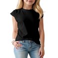 thumbnail image 5 of Karoyedx Summer Clothes for Toddler Girls Kids Girls T Shirts Casual Short Sleeve Crewneck Solid Color Summer Tees Black Size,2-3 Years, 5 of 5