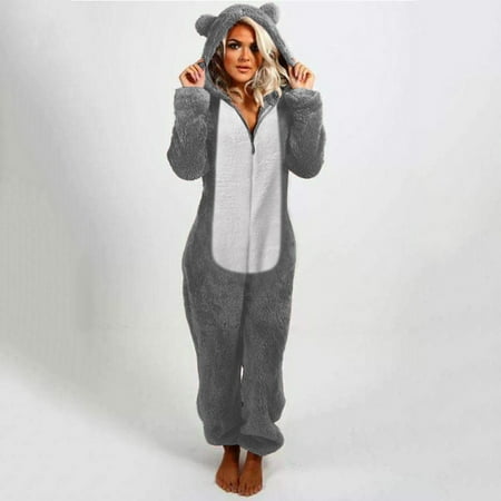 

Long Blazer Jackets For Women Long Sleeve Hooded Jumpsuit Pajamas Casual Winter Warm Rompe Sleepwear Fall Coat