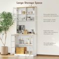 thumbnail image 6 of Resenkos 72" Freestanding Kitchen Pantry with Hutch, Offers a Large Countertop, Glass Doors, Adjustable Shelves, and Space, White, 6 of 7