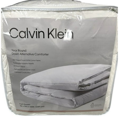 Calvn Klein Year Round Down Alternative Comforter Full / Queen White 100 % Cotton Fabric