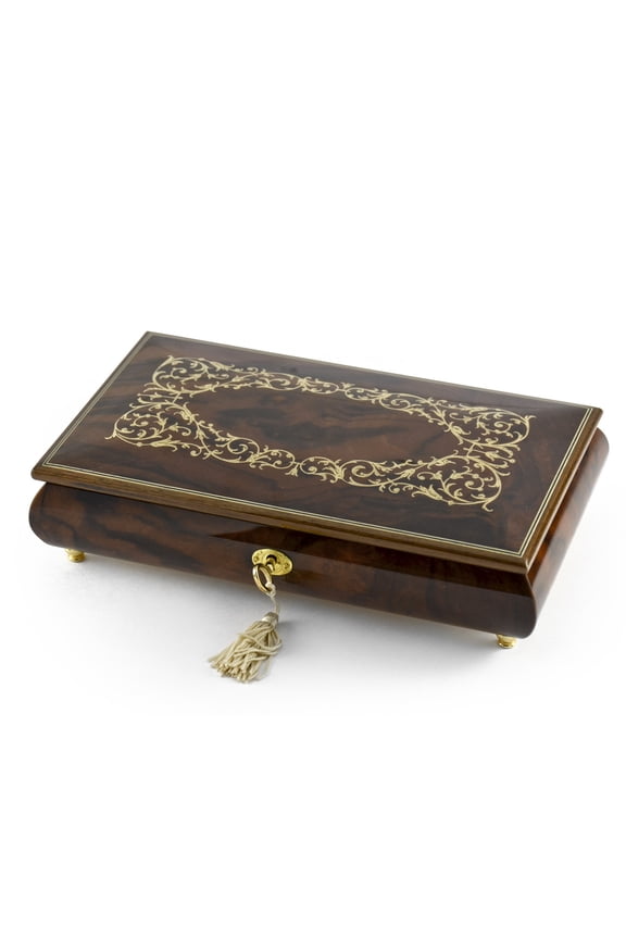 Extraordinary Handcrafted 30 Note Arabesque Inlay Musical Jewelry Box with Lock and Key - Beauty and the Beast