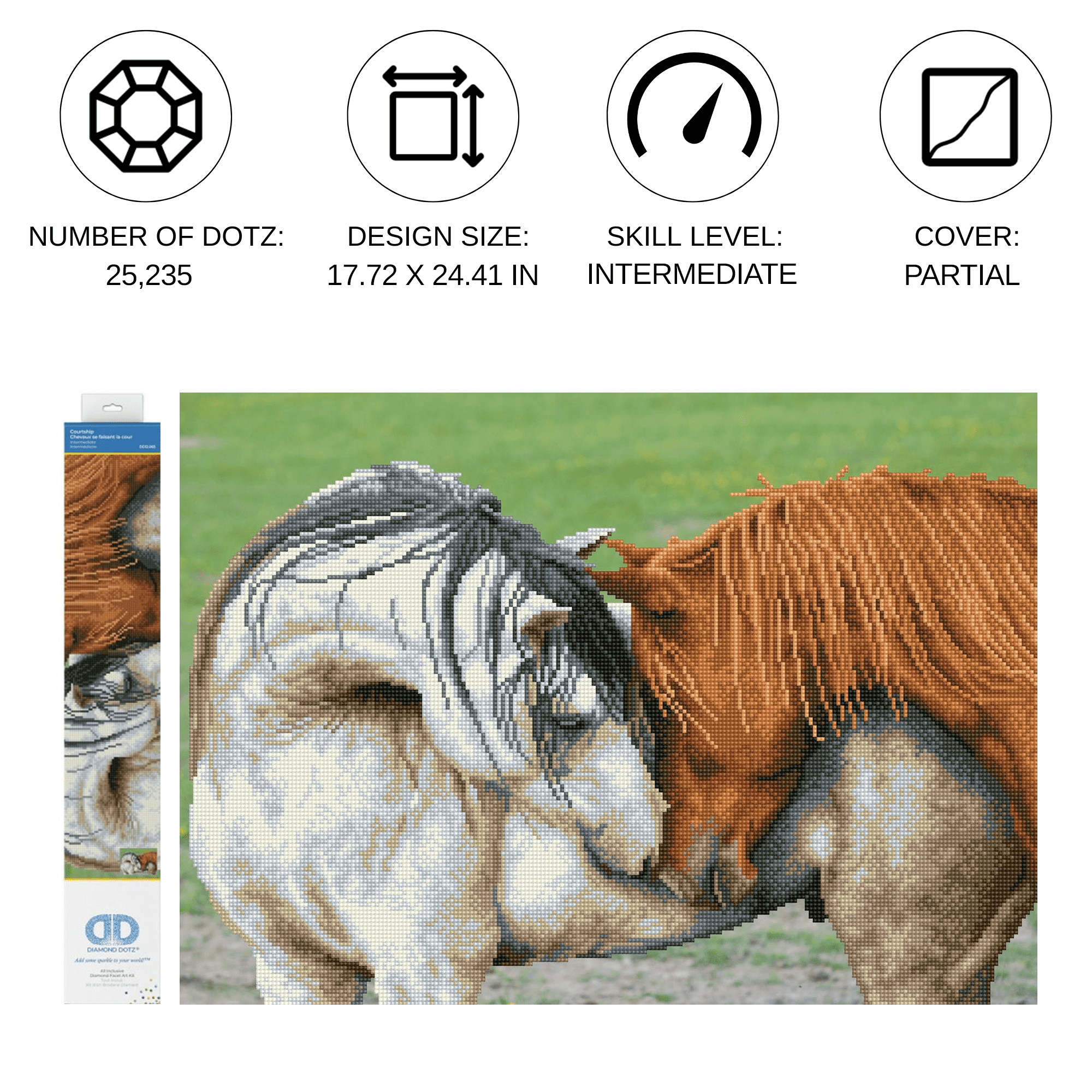Diamond Dotz Courtship Horse Diamond Painting Kits for Adults - Diamond Art Kits a Relaxing Creative Craft Kit with Dotz Gems  17.7"x24.4"