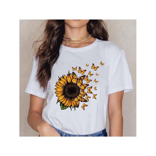 Be a Sunflower Inspirational Quote T-Shirt - Vibrant Green, Soft Cotton with Stretch, Casual Crew Neck, Short Sleeve, Machine Washable - Perfect for All Seasons, Sunflower Tshirt