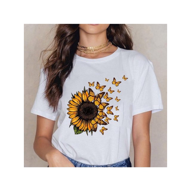 Be a Sunflower Inspirational Quote T-Shirt - Vibrant Green, Soft Cotton with Stretch, Casual Crew Neck, Short Sleeve, Machine Washable - Perfect for All Seasons, Sunflower Tshirt