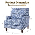 thumbnail image 2 of DREAMSIDEA Pair of Floral Accent Chairs, High Back Armchair with Lumbar Pillow, Modern Upholstered Living Room Lounge Chair,Navy White, 2 of 6