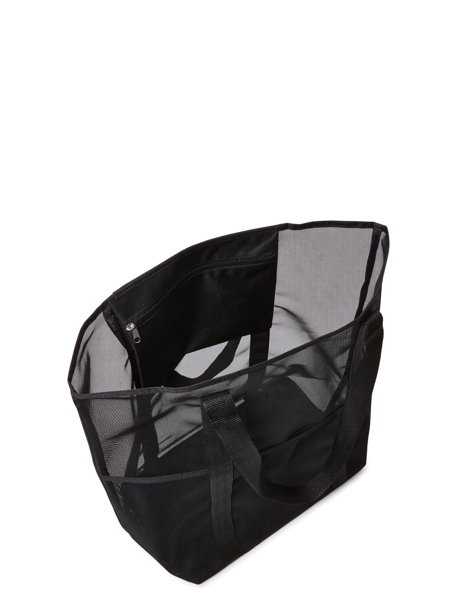 Time and Tru Women's Mesh Beach Tote Bag, 2-Pack Tropic Orange Spirit / Black