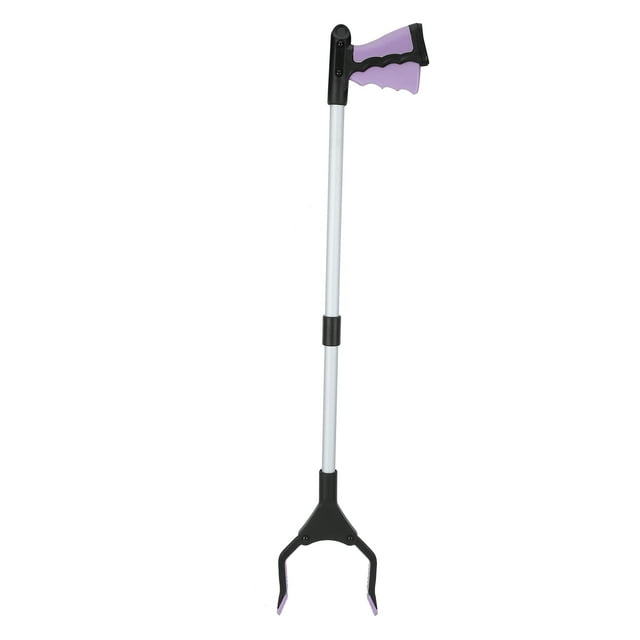 Trash Picker, Garbage Grabber, Durable Trash Clamps, Folding For Replace Light Bulbs Sanitation Purple Handle Silver Tube
