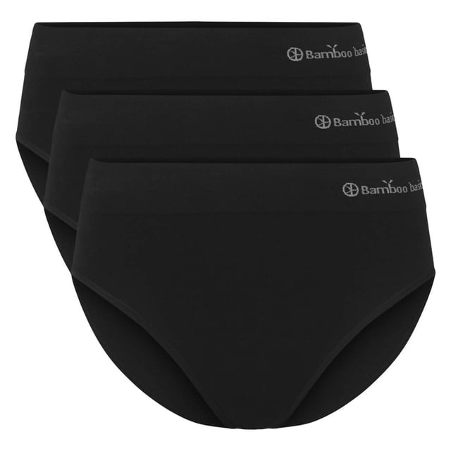 Bamboo basics Calzoncillos de mujer, paquete de 3 - BELLE seamless full briefs, jersey, logotipo Negro XL (X-Large)