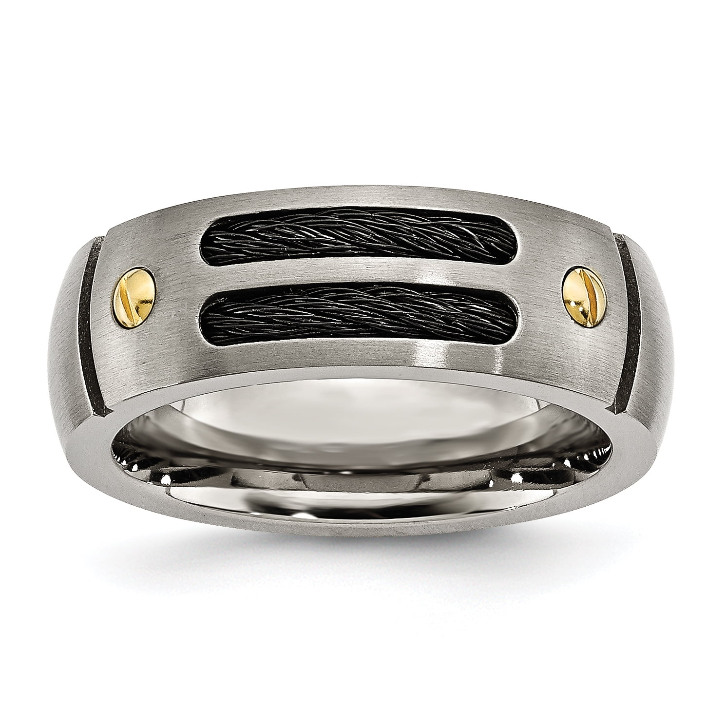 Top 10 Jewelry Gift Titanium Brushed and Yellow IP-plated Mens 8mm Band