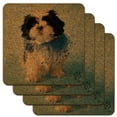 thumbnail image 1 of Shih Tzu Puppy Dog Jester Blue Low Profile Novelty Cork Coaster Set, 1 of 4