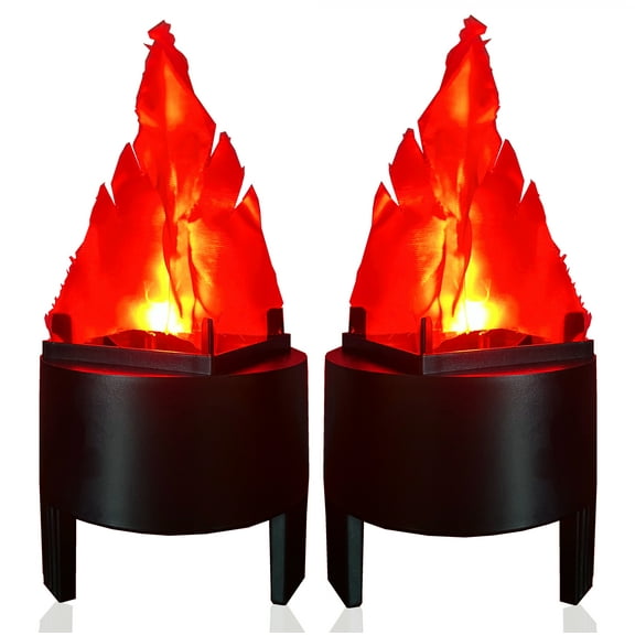 2-Pack LED 3D Artificial Flame Lamp Mini Fake Fire Light Stage Effect Silk Flame Campfire Lamp Prop