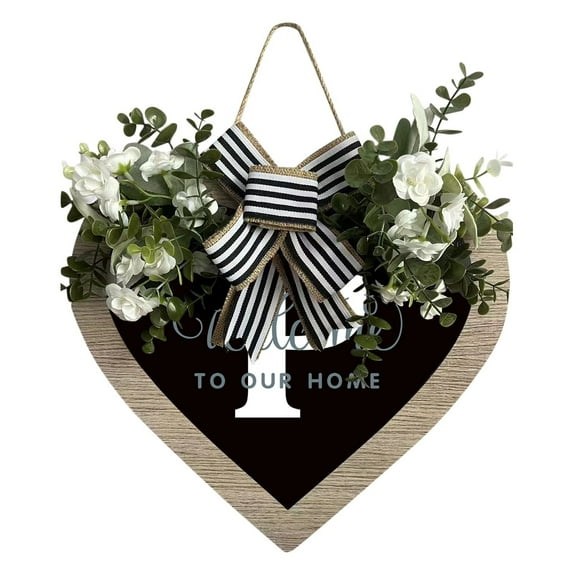 Flower Wall Hanging Guest Room Decorations for Bedroom Hallway Decorating Ideas A Z Last Name Heart Shaped Front Door Sign Wreath Front Door 26 Letter Farmhouse Wreath With Wreath Spring Wreaths For