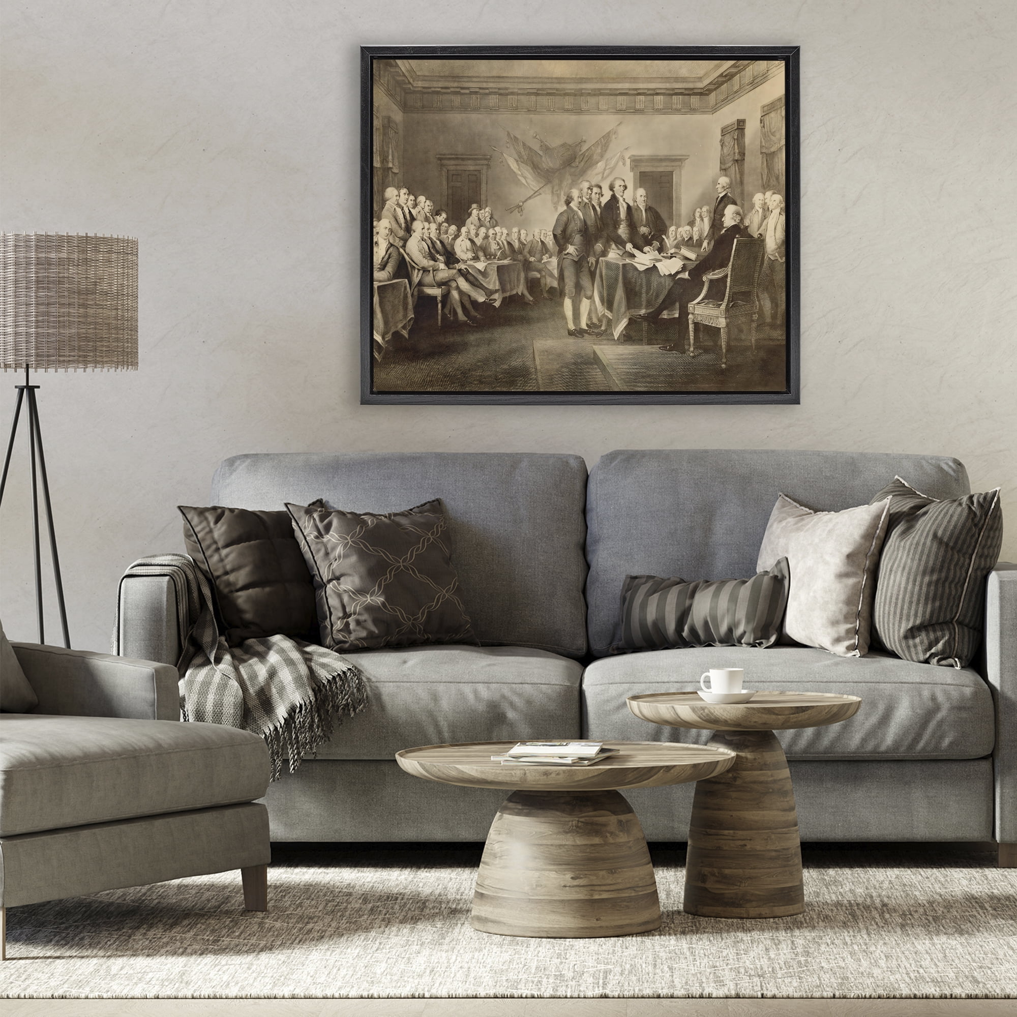 Stupell Industries Historical Signing Of Declaration Black Framed Floater Canvas Wall Art, design by Arlington Prints