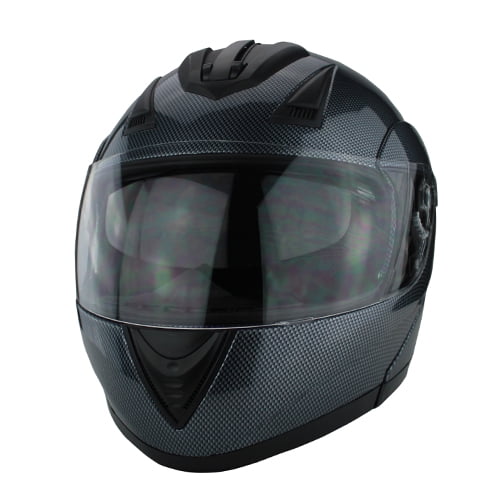 Motorcycle Bluetooth Helmets Modular Flip Up Full Face Dual Visor Carbon Fiber A 