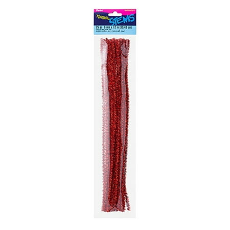 Darice Tinsel Stems, 12" x 6mm, 25/Pkg., Red