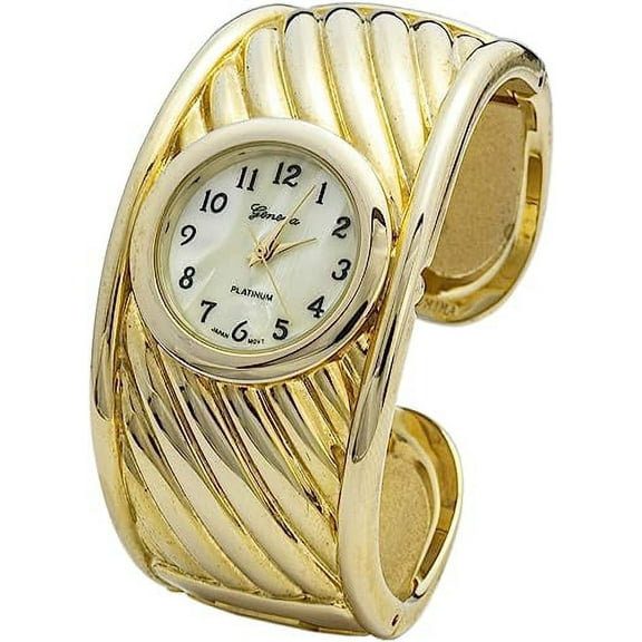 Blekon Collection Women's 28mm Gold Metal Concho Bangle Watch Analog, Casual