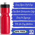 50 Strong Red Sports Squeeze Water Bottles Set of 6 Team Pack 22 oz. BPA Free Bottle Easy