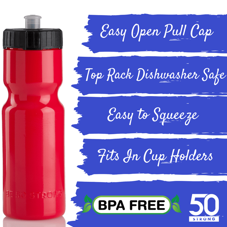 50 Strong Kids Water Bottle, 22 Oz. BPA- Free Sports Squeeze Water Bottles