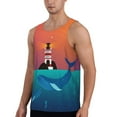 thumbnail image 2 of Easygdp Lighthouse and Whale Men's Tank Top, Sleeveless Muscle T Shirts, Breathable, Quick-Dry, Loose for Gym, Running, Fitness - 3X-Large, 2 of 9