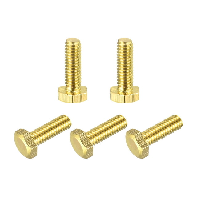 Unique Bargains Brass Hex Bolts, M4x12mm 5 Pack Fully Thread Grade 4.8 Machine Screws
