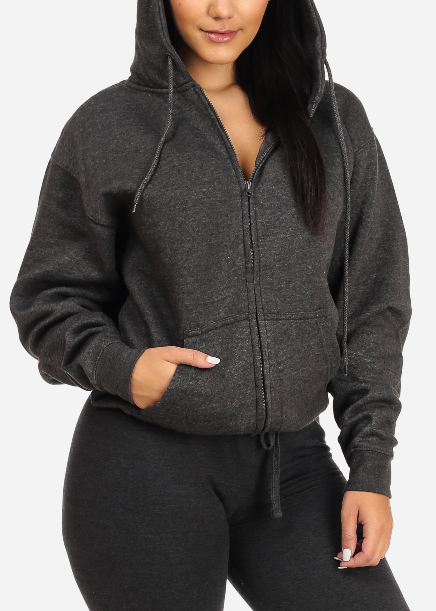 Charcoal zip up hoodie womens Clearance