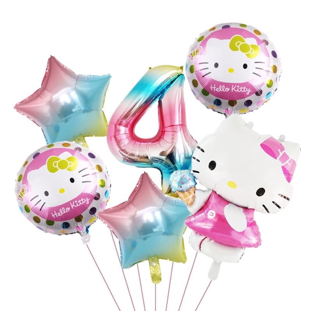 Globos de helio de Hello Kitty de dibujos animados para niños, decoración de fiesta de cumpleaños, número de 32 pulgadas, Baby shower, Niña