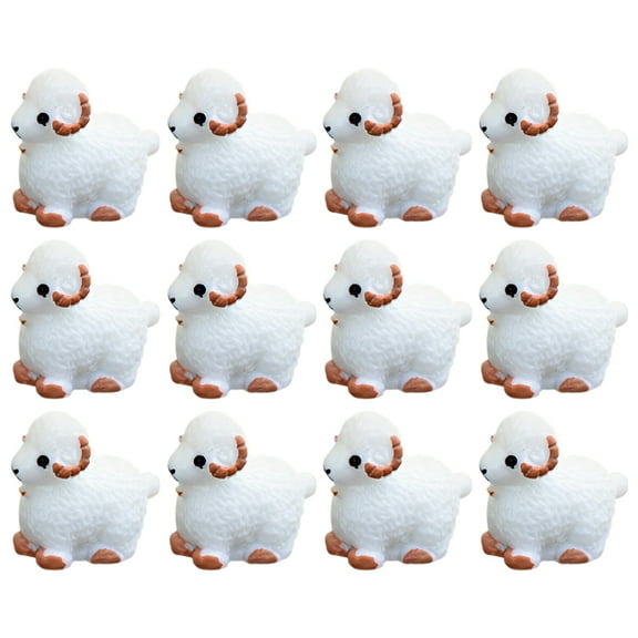 FUEENIRVA Mini Sheep Figurine Set, 12 Pieces Assorted Colors, Synthetic Resin Animal Decor for Home and Office