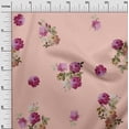 thumbnail image 2 of oneOone Viscose Jersey Fabric Leaves|Pink & Peach Flower Watercolor Print Fabric by The Yard 60 Inch Wide, 2 of 5