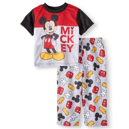 Toddler Boys' Mickey Mouse Short Sleeve Top and Pants, 2-Piece Pajama Set