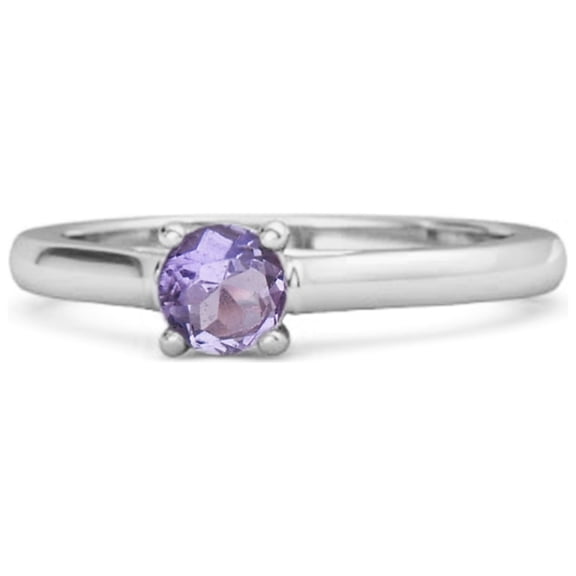 Mooneye Solitaire Round Cut 0.10 Ctw Amethyst 925 Sterling Silver Women Valentines Day Gift Ring