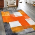 thumbnail image 2 of Graffiti Art Washable Area Rug 3x5 111 Abstract Gary Orange Color Stitching Low-Profile Large Area Rugs with Non Slip Backing Indoor Floor Carpet for Entrance Living Room Bedroom Home Office, 2 of 9