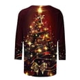 thumbnail image 5 of JURANMO Deals For Today On Walmart Christmas Shirts for Women Plus Size 3/4 Sleeve Tunic Tops Loose Casual Crewneck Pullover Blouse Fall Fashion Clothes Wine M, 5 of 6