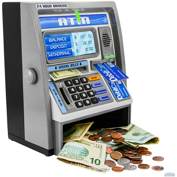 Ben Franklin Toys Kids Talking Atm Machine Savings Bank With Digital Screen And Electronic Calculator For Kids Silver Walmart Com Walmart Com