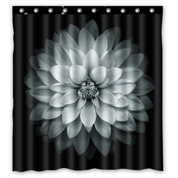 ZKGK Dahlia Floral Pattern Waterproof Shower Curtain Bathroom Shower Curtian with Hooks 66x72 Inches