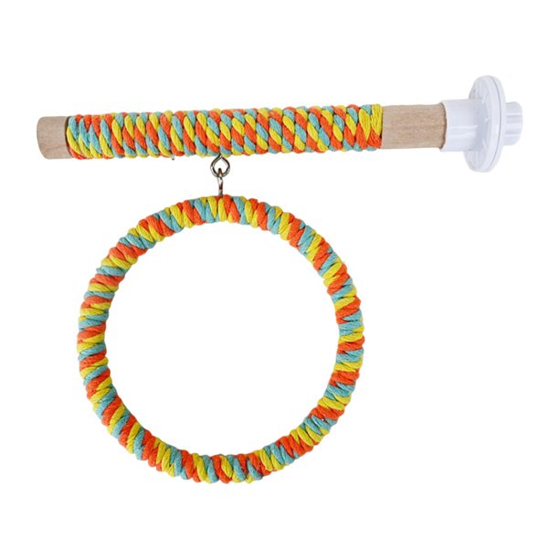 Columpio para loros con soporte para varilla de pie, hamaca, patio de juegos, juguete para masticar para escalada, color azul Amarillo naranja