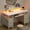 Cream White, variant on Greenstell 47 inch Gaming Desk with LED Lights, I-Shaped Computer Desk with Storage Drawers, Outlets and Monitor Stand,Home Office Desk, Rustic Brown