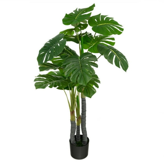 Resenkos Greenery Decor,4 Feet Artificial Tree Artificial Monstera Palm Tree Fake Plant