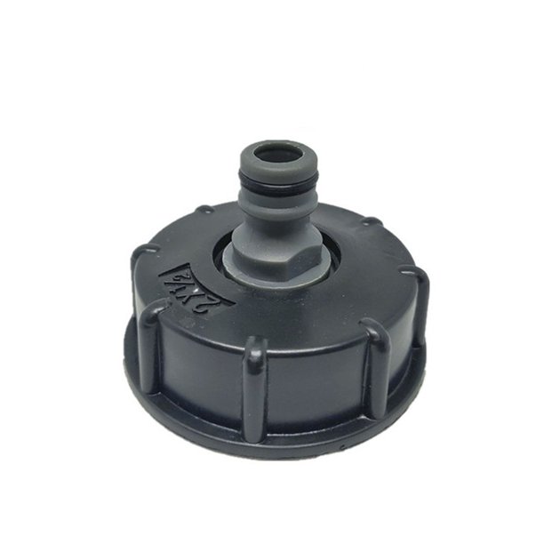Tapa de tanque IBC, conector/tapón de boquilla IBC S60x6, diámetro de salida de 1/2", diámetro de entrada de 60 mm para válvula de tanque IBC - Negro