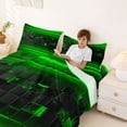 thumbnail image 3 of jejeloiu Grid Geometric Design Full Size Sheets For Kids,Green Neon Striped Check Bed Sheets For Boy,4pcs, 3 of 6