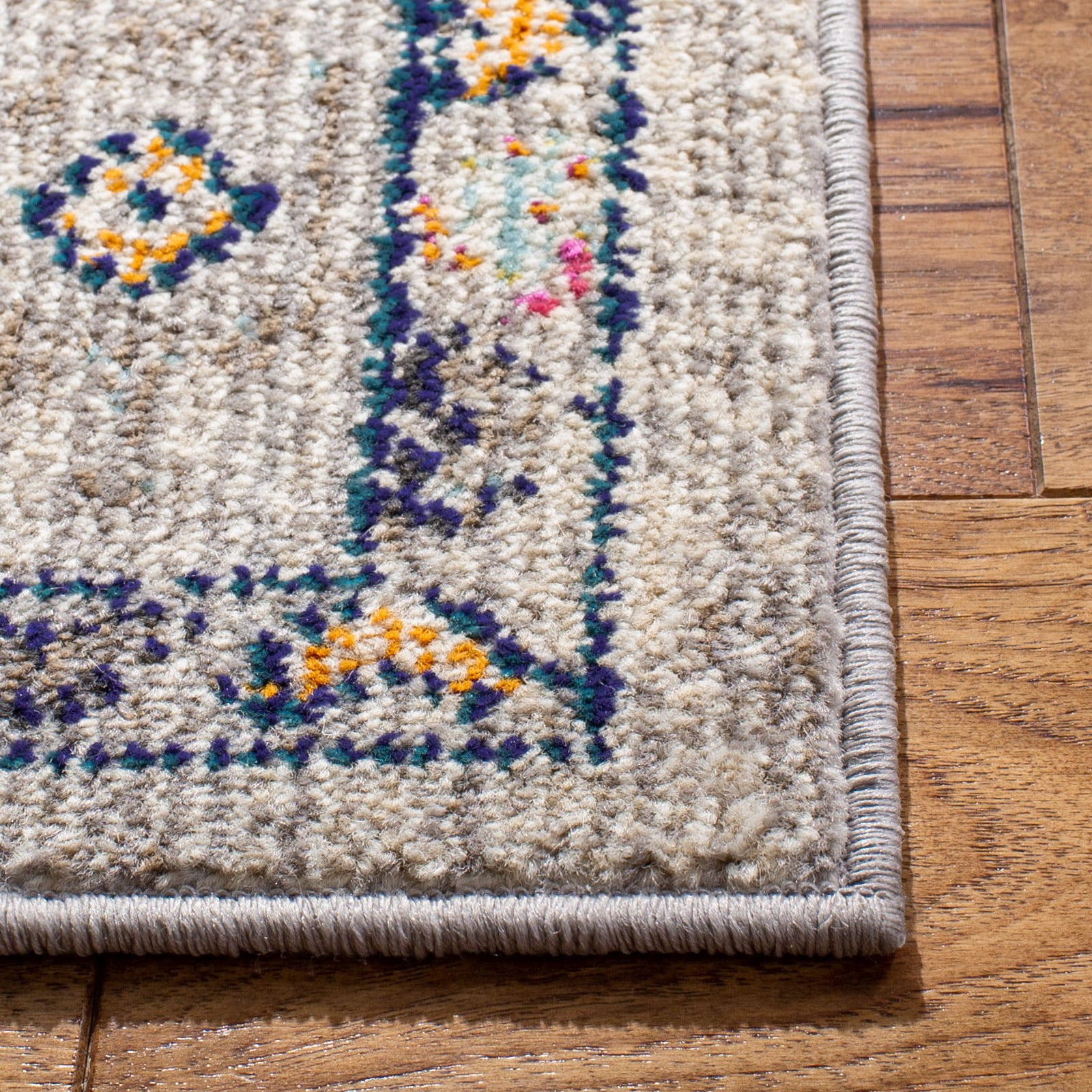 SAFAVIEH Madison Trenton Vintage Traditional Runner Rug, Grey/Blue, 2' x 8'