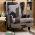 thumbnail image 4 of Stretch Wingback Slipcover Slipcovers for Wingback s Wing Cover Washable Polyester Non-Slip Furniture - B, 4 of 9